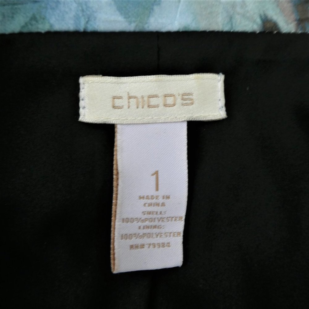 Chicos Blazer Marble Turquoise Crinkle 3 Button M - Picture 9 of 11
